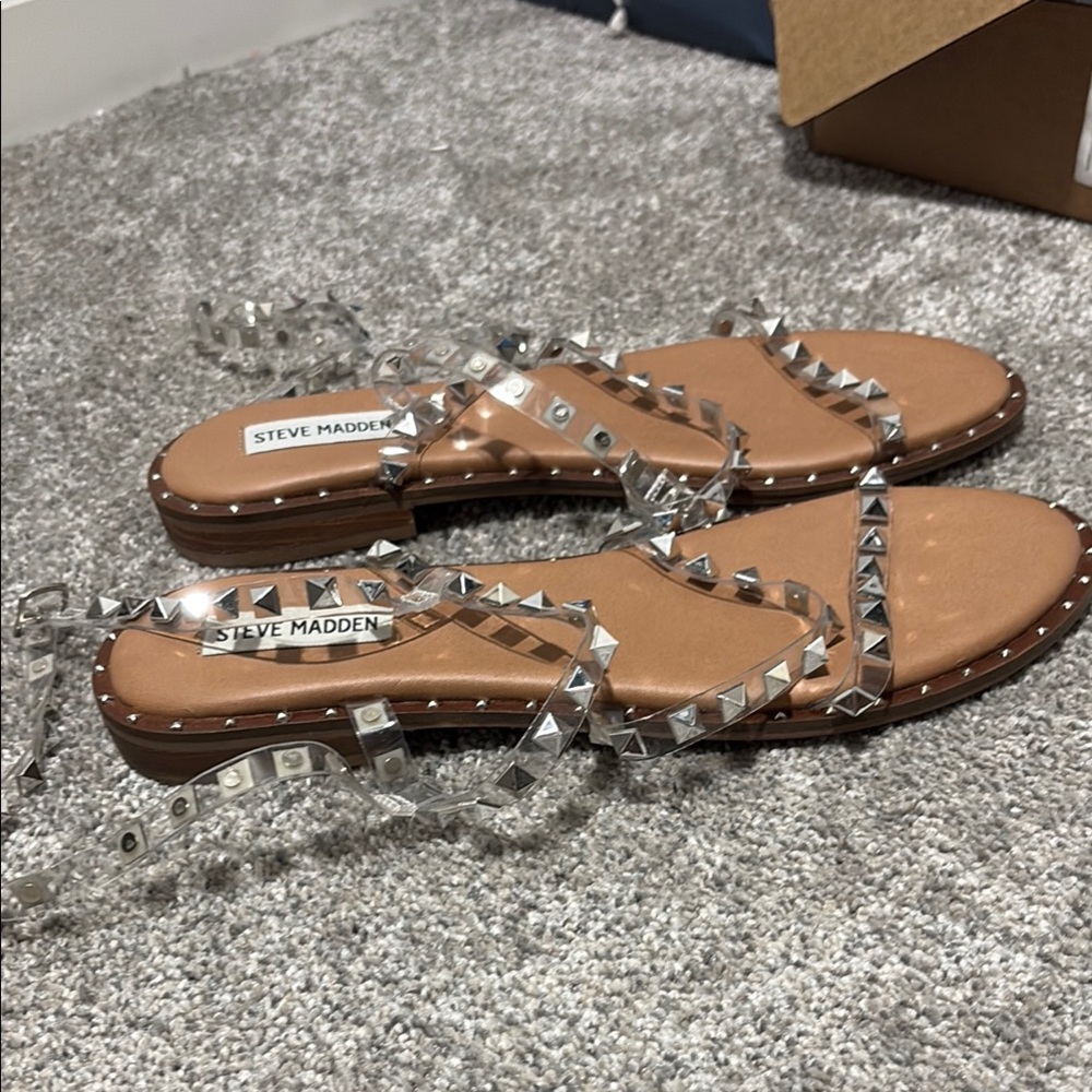 Steve Madden Tan Crystal Embellished Sandals